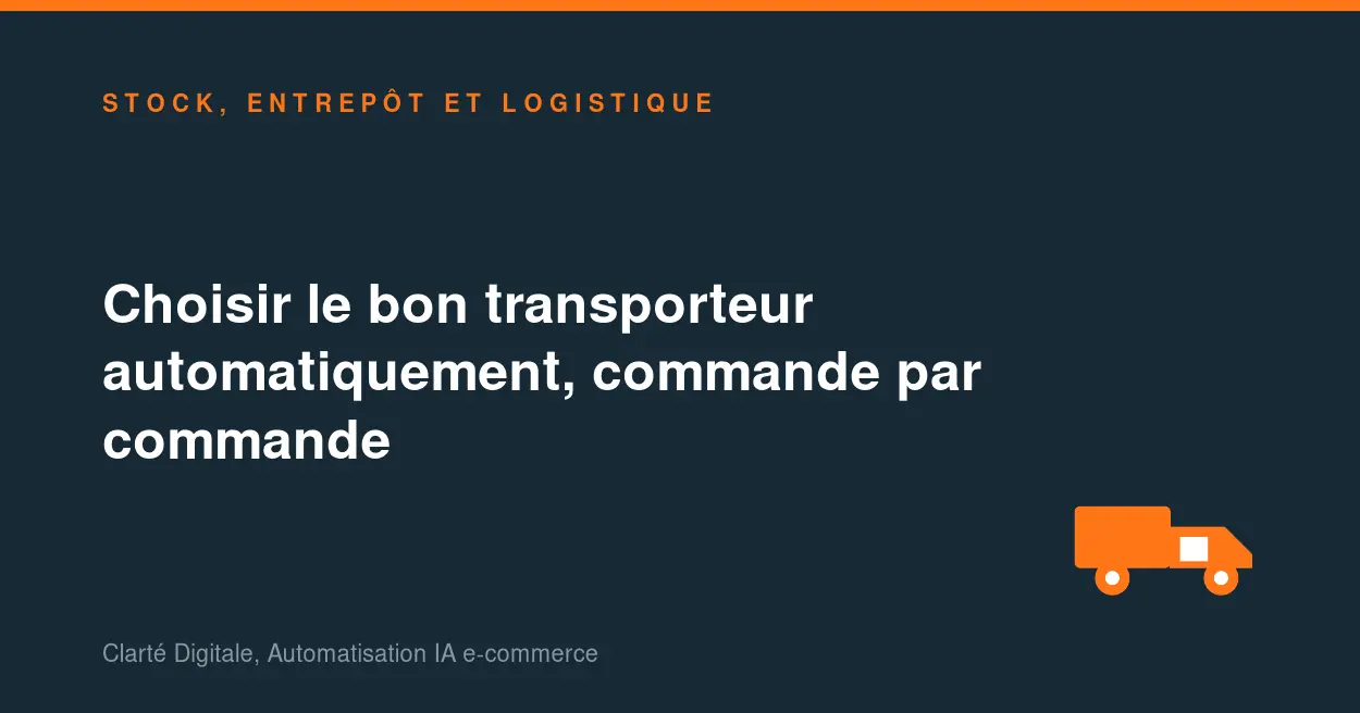 Choisir le bon transporteur automatiquement, commande par commande