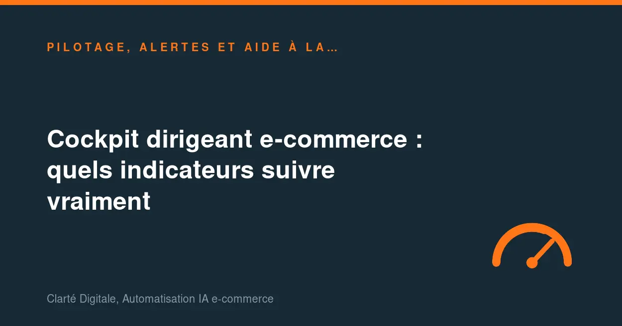 Cockpit dirigeant e-commerce : quels indicateurs suivre vraiment
